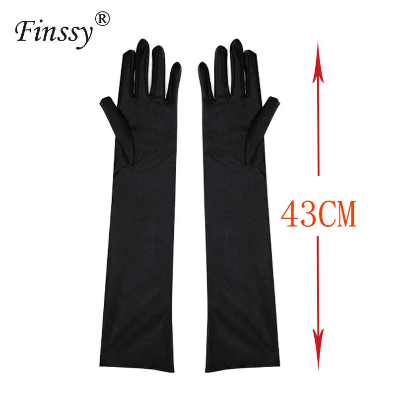 Gants de femme de chambre Lolita Cosplay pour filles Costume d'Halloween pour filles Gants Étiquette Élastique Serré Spandex Gants chauds Blanc Noir