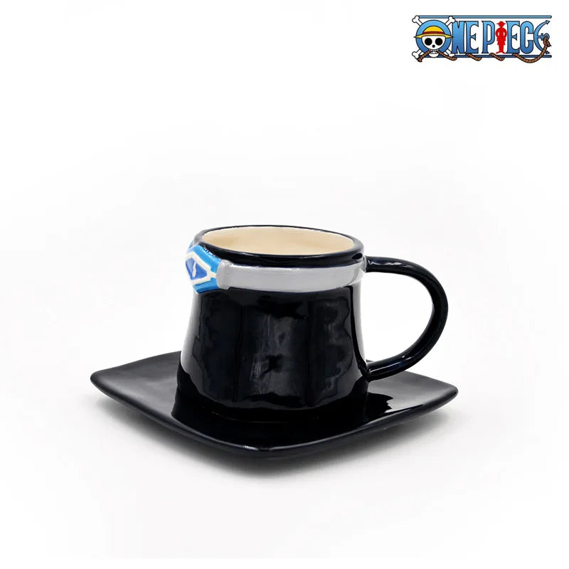 Tasse à eau en céramique créative Luffy Ace Sabo en forme de chapeau des trois frères, tasse à café pour fêtes