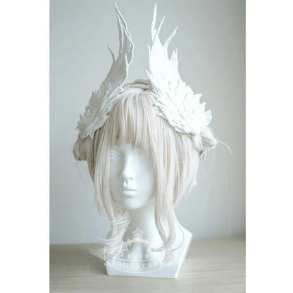 Coiffe Lolita Ailes d'ange Plume Noir Blanc Fête Performance Style gothique lolita Aile Ornement de cheveux