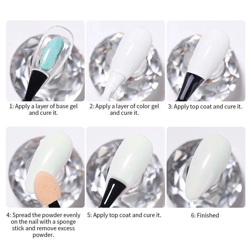 Poudre pailletée pour ongles Aurora Pearl White Chrome Moonlight White Poudre à frotter Coquille Miroir Pigment Nail Art Fournitures Décoration