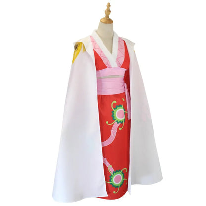 Anime Boa Hancock Cosplay Kostüme Sexy Empire Red Kimono Kleid Uniform Boa Hancock Ohrringe Halloween Kostüme für Frauen Männer