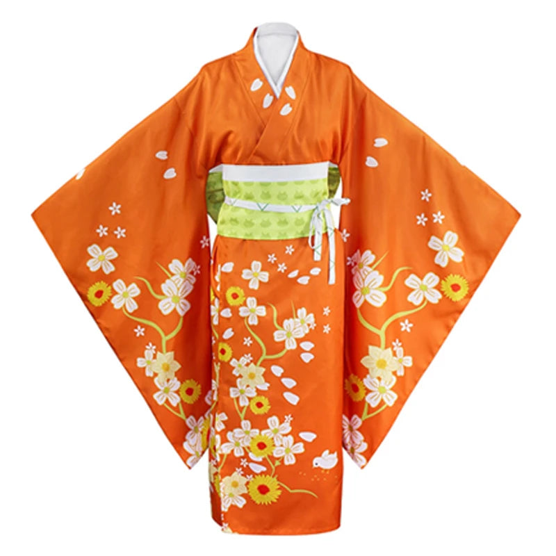 Anime Danganronpa Saionji Hiyoko Cosplay Kostüm Damen Festival Kimono Doppel Pferdeschwanz Perücke Schleife Kopfschmuck