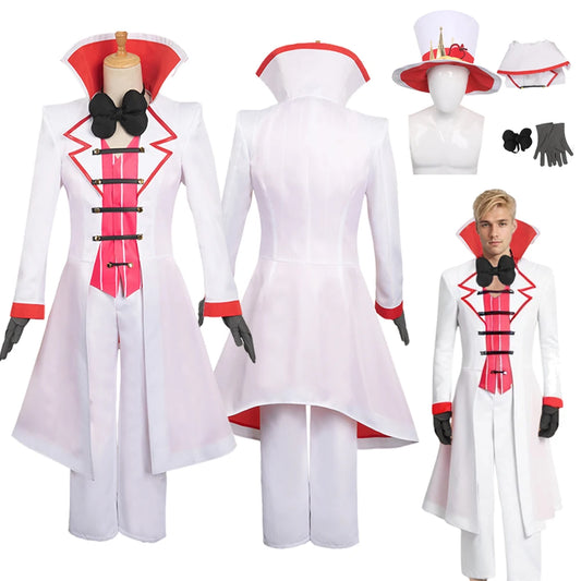 Lucifer Cosplay Costume Anime Hotel Cos Disguise for Adult Men Hat Uniform Top Pants Fantasia Outfits Halloween Carnival Suit