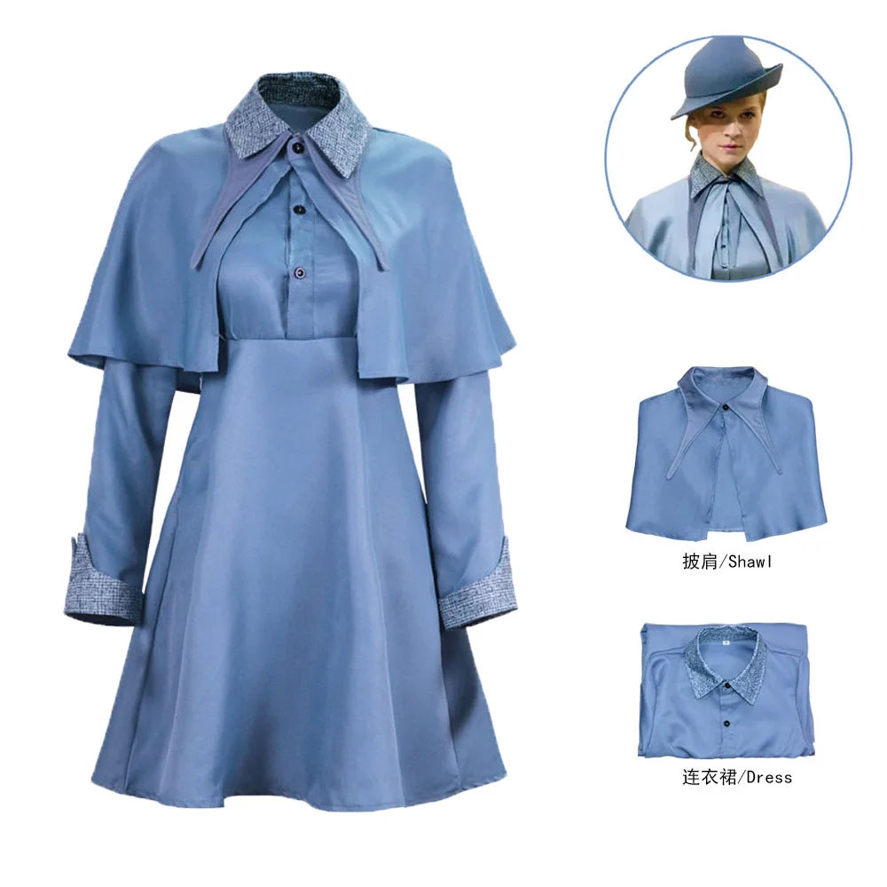 Costume Cosplay de Fleur Isabelle Delacour pour Enfant et Adulte Uniforme Sвde l'École des Bol Robe Trempée Anime Halloween