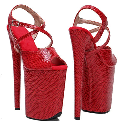 Leecabe 23CM/9inches Snake PU upper  Platform Sexy  High Heels Sandals Pole Dance shoes