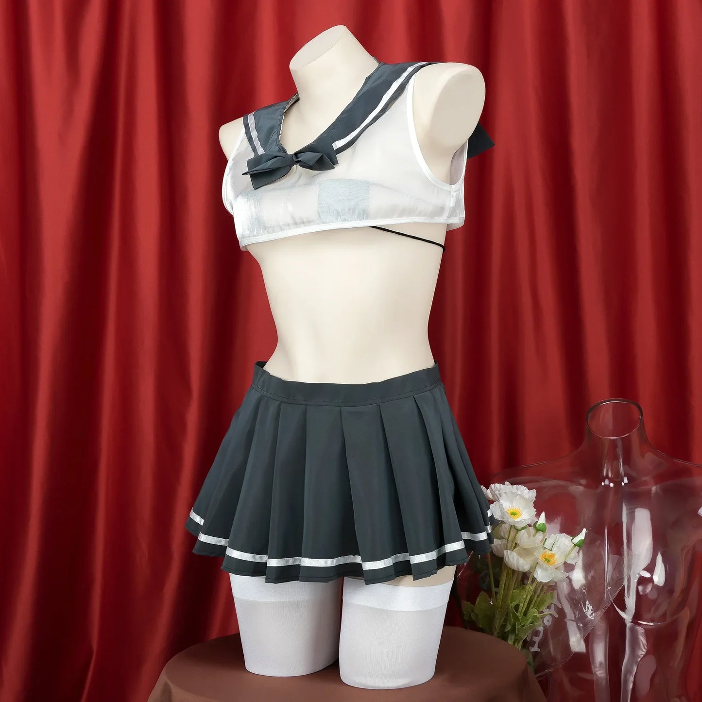 Anime Transparent Sexy JK Uniforme Fille Femmes Cosplay Glow Sailor Suit Nuit Lumineuse Bikini Haut Jupe Costume Lingerie Ensemble