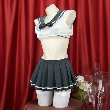 Anime Transparent Sexy JK Uniforme Fille Femmes Cosplay Glow Sailor Suit Nuit Lumineuse Bikini Haut Jupe Costume Lingerie Ensemble