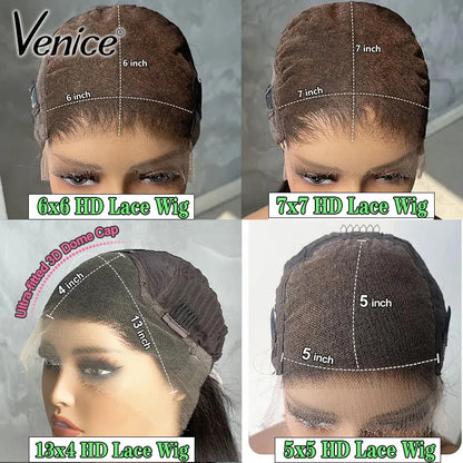 Venice Real HD Lace Perücke 13x4 Glattes Echthaar Perücken 5x5 6x6 7x7 HD Lace Frontal Perücke Vorgezupft Gebleichte Knoten mit Babyhaar