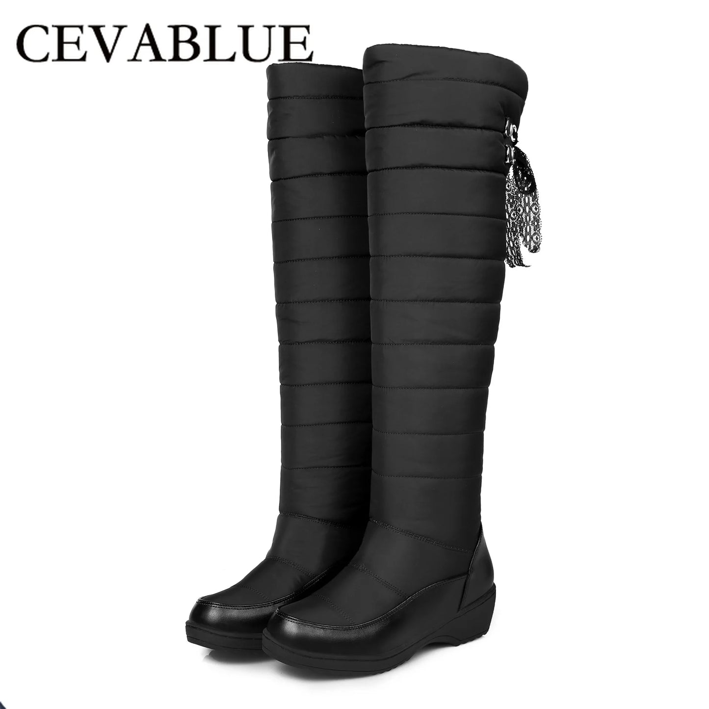 CEVABULE Bottes de neige hautes pour femmes, chaussures d'hiver imperméables et antidérapantes pour femmes enceintes, en coton et velours chaud, bottes en duvet HX