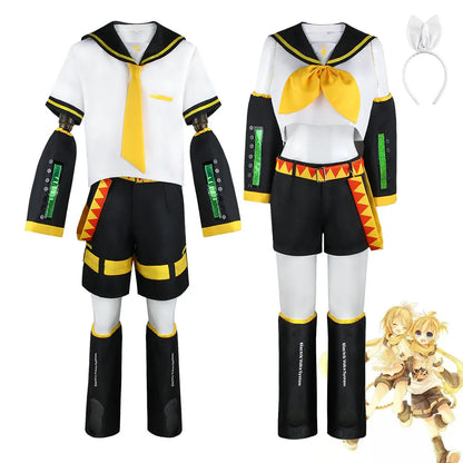 Anime Rin Len Cosplay Kostüm Len Rin Cosplay Len Kostüm Kopfbedeckungen Zubehör Kagamine JK Uniform Halloween Comic Con Outfit