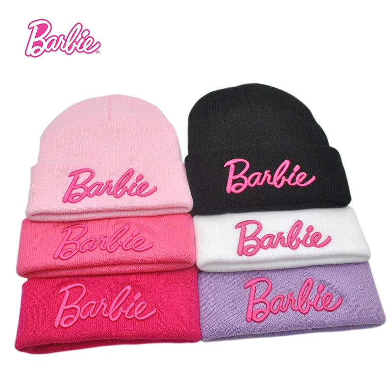 Barbie Mütze Strickmütze Süße Rosa Pullover Mütze Paar Skimütze Kawaii Anime Accessoires Winter Warm Frauen Weihnachtsgeschenk Mädchen Spielzeug