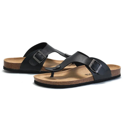 Men's Cork Slippers Summer Pinch Foot Beach Sandals Flip-flops for Men and Women KWN