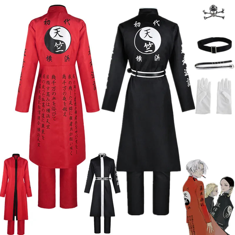 Anime Tokyo Revengers Kurokawa Izana Rindo Haitani Cosplay Costume Trench Imprimé Halloween Carnaval Fête Rouge Noir Uniforme