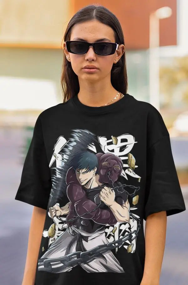 Jujutsu Kaisen Fushiguro Toji T-shirt Anime horreur noir manches courtes toutes tailles