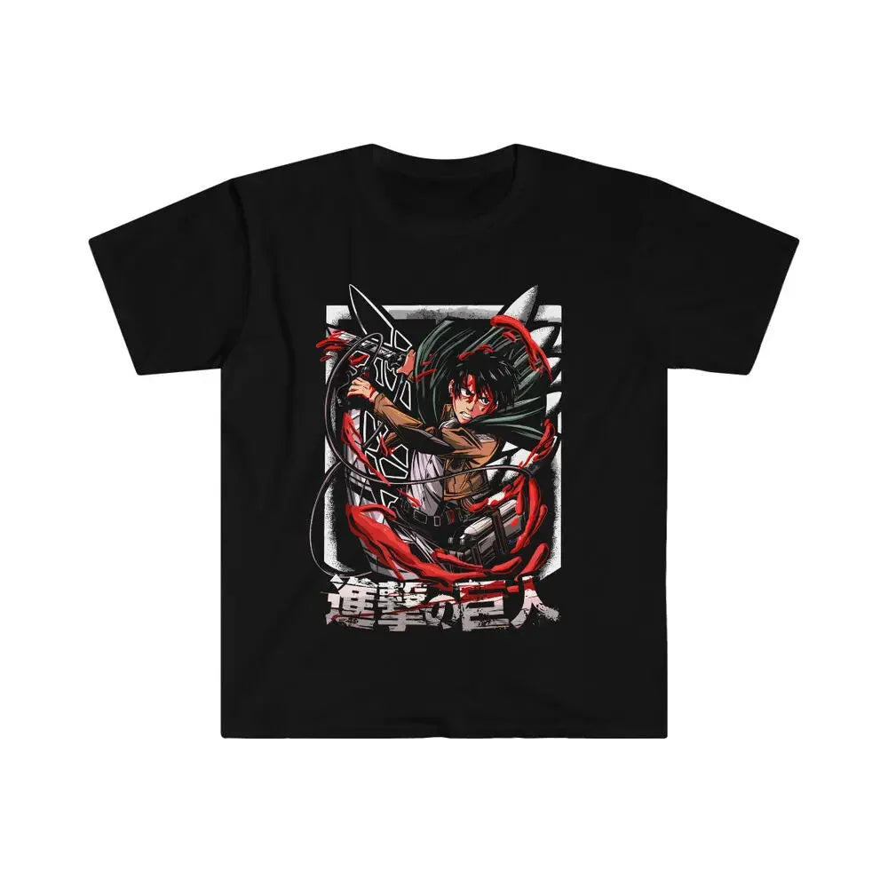 Levi Anime Shingeki no Kyojin Attack on Titan Black T-Shirt Soft Tee