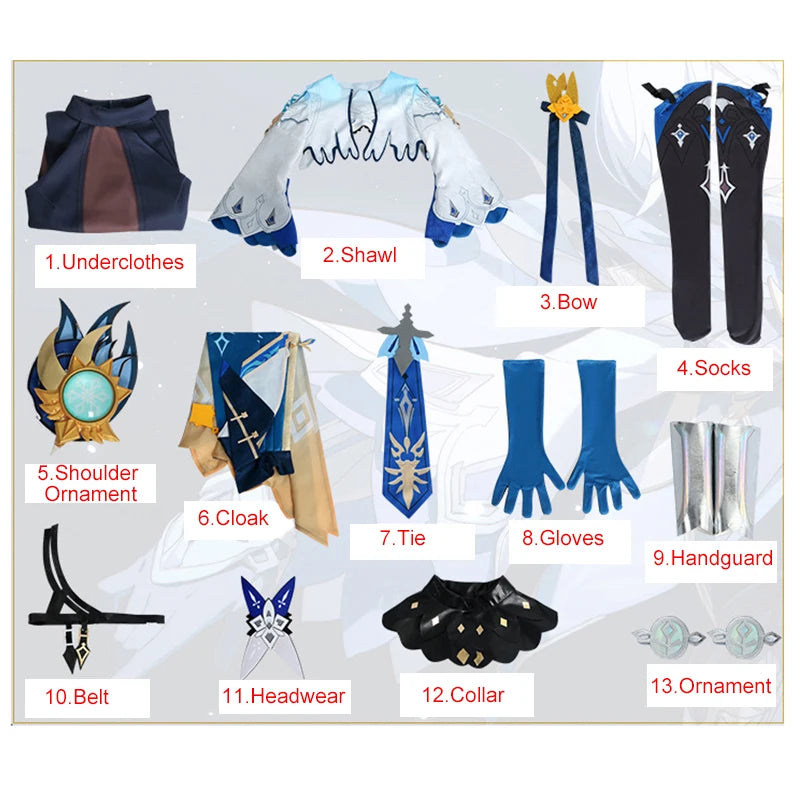 Genshin Impact Eula Lawrence Cosplay Costume Halloween Carnaval Vague Fleur Chevalier Drôle Costume Gant Bijoux Anime Cosplay Perruque