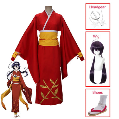 Anime Bungo Stray Dogs Izumi Kyouka Cosplay Kostüm Strohsandalen Halloween Karneval Party Damen Kimono Inklusive Kopfbedeckung