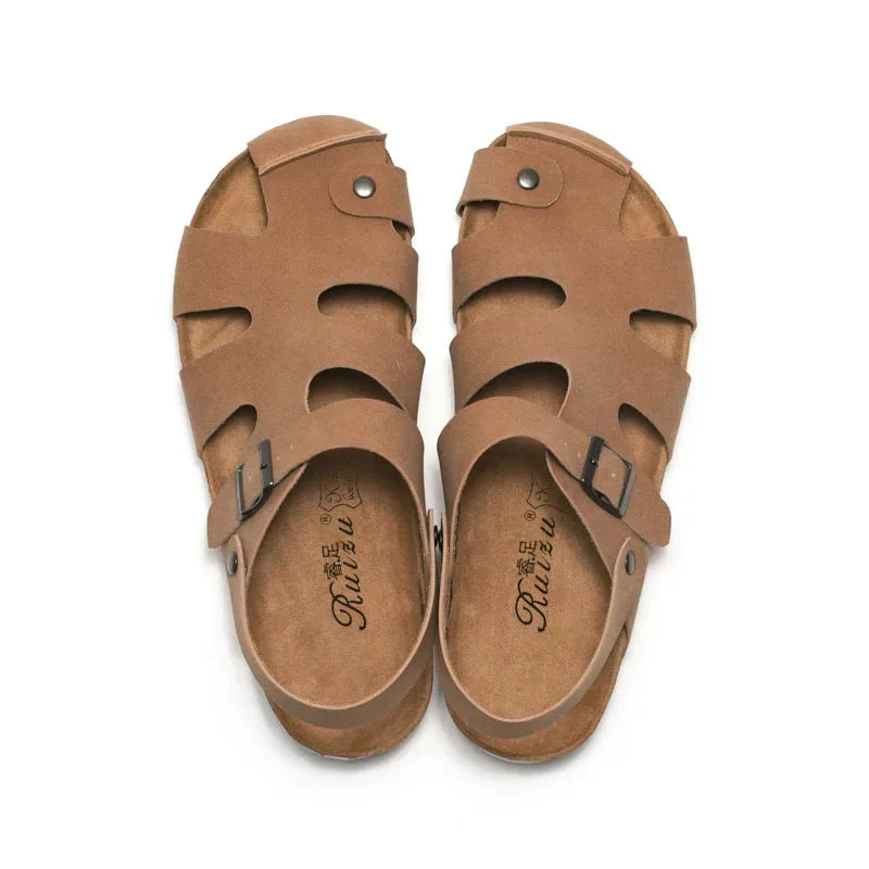 CEVABULE Herren Kork Sandalen Wasser Kiefer Sandalen Zwei Tragen Strand Äußere Scrub Herren Schuhe KWN