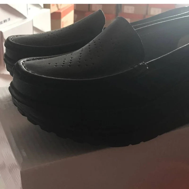 CEVABULE Damenschuhe, weiße, atmungsaktive Sneakers, Leder, dicke Unterseite, Slope Muffin, Damen-Einzelschuhe, Sneakers SPP