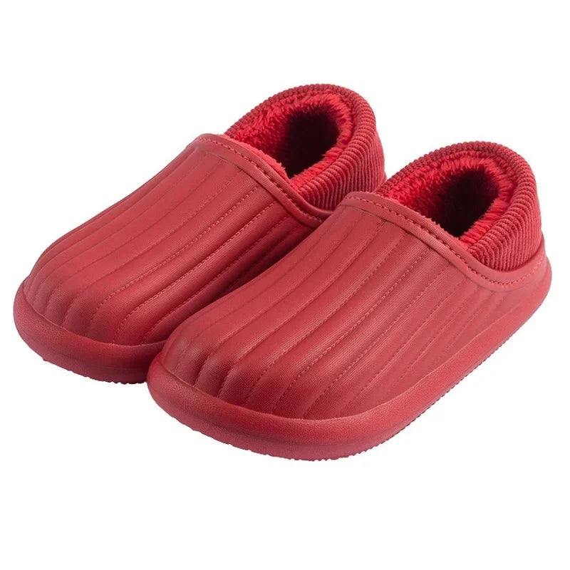 Pantoufles en coton imperméables à talons pour femmes, semelle épaisse, peluche d'hiver, chaudes, pour couple, maison, EVA, vêtements d'intérieur et d'extérieur pour hommes YK-10005