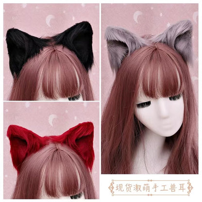 Katzenohren Anime Lolita Haarschmuck Ohren Cosplay Kawaii Perücke Gothic Kopfschmuck Lolita Accessoires Katzenohren Stirnband