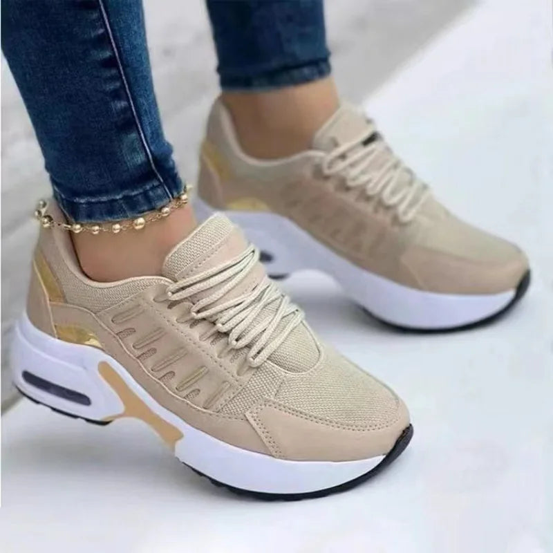 Mode Frau Vulkanisieren Plattform Casual Sneakers Frauen Wohnungen Mesh Atmungsaktiv Laufschuhe Wanderschuhe Chunky Sommer Sport Schuh