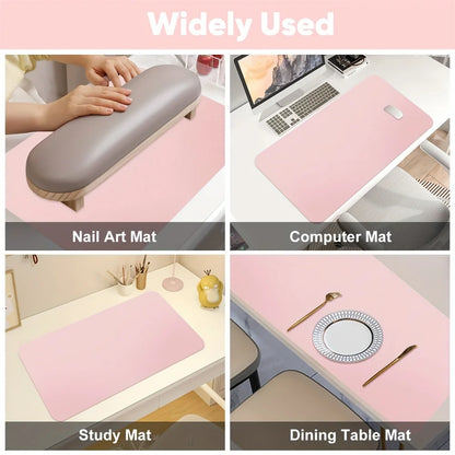 Nail Art Table Mat Foldable Hand Rest Pad For Nail Armrest Cushion Waterproof Scratch Dirt Resistant Leather Studio Desk Mat