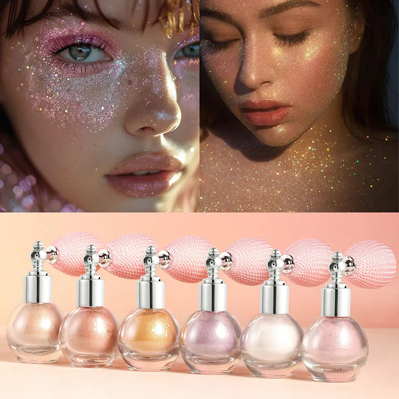 Diamant Hochglanz Glitter Spray Highlighter Pulver Aufhellen Polarisation Fee Pulver Gesicht Körper Illuminator Make-Up Kosmetik