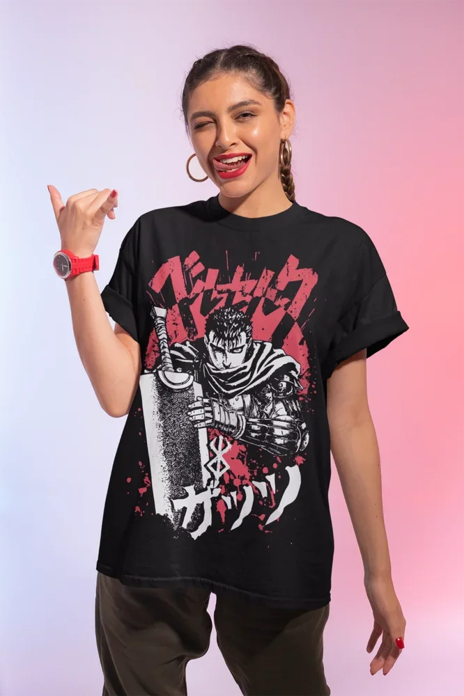 Berserk Manga Streifen Guts Berserker Rüstung Anime T-Shirt T-Shirt Soft Tee