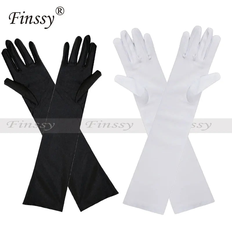 Gants de femme de chambre Lolita Cosplay pour filles Costume d'Halloween pour filles Gants Étiquette Élastique Serré Spandex Gants chauds Blanc Noir