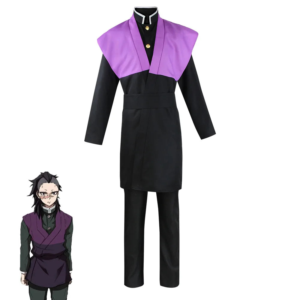 Anime Kimetsu No Yaiba Shinazugawa Genya Cosplay Kostüm Gürtel Kisatsutai Team Uniform Hemd Hosen Kleidung Set Halloween Requisiten