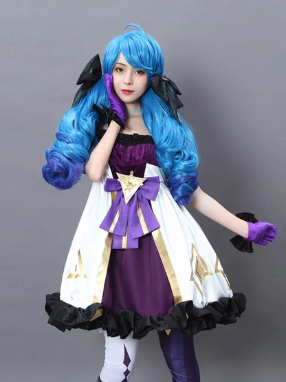 LOL Gwen Cosplay Costume Game LOL Gwen Cosplay Costume Sexy Women Costume Party Dress Halloween Glove Stocking Full Set Wigs