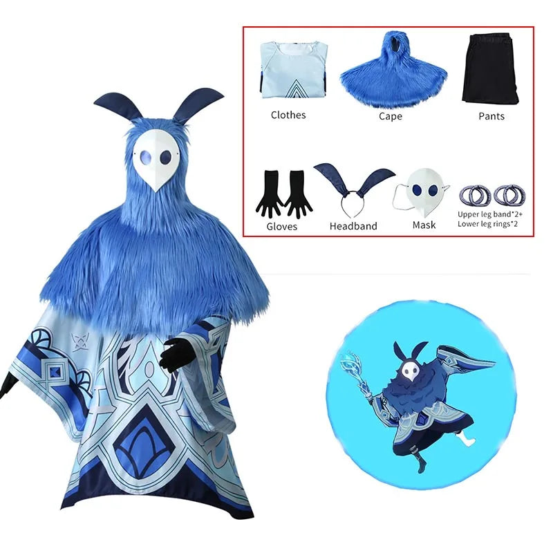 Genshin Impact Abyss Mage Cosplay Costume Halloween Carnaval Anime Monstre Masque Ensemble Comprenant Gants Couvre-chef Cape Boucles De Jambe