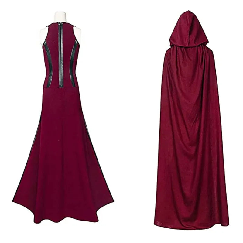 Costume de Cosplay Wanda Maximoff pour femme, ensemble complet de chapeaux, cape et pantalon de sorcière écarlate, accessoires d'Halloween