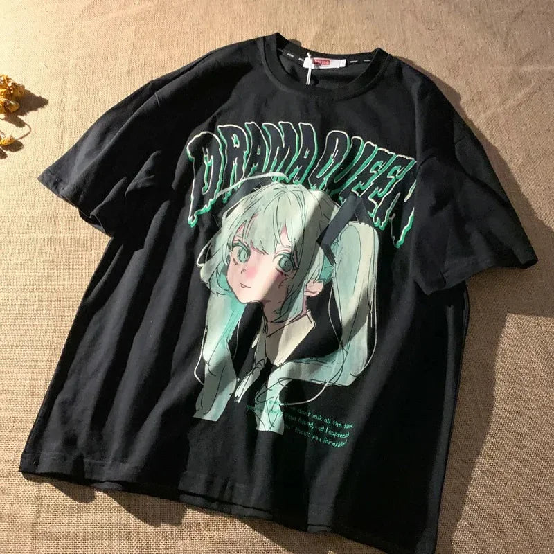 T-shirt d'été à manches courtes pour femme, style anime, fée, Harajuku, Kawaii, streetwear, mode, chemisiers, vêtements Y2k