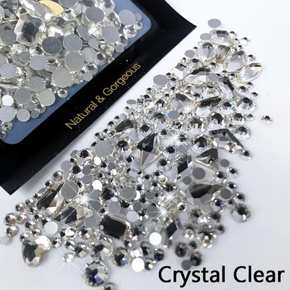 150 pièces strass ronds en verre à dos plat plus 20 pièces de bijoux de forme étrange conception de bricolage faisant des perles décorations de beauté pour le nail art