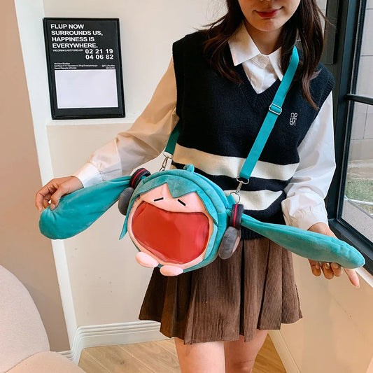 Anime Hatsune Miku Tasche Q Version Kawaii Figur Tasche Modell Puppe Stofftier Umhängetasche Transparenter Rucksack Für Weihnachtsgeschenke