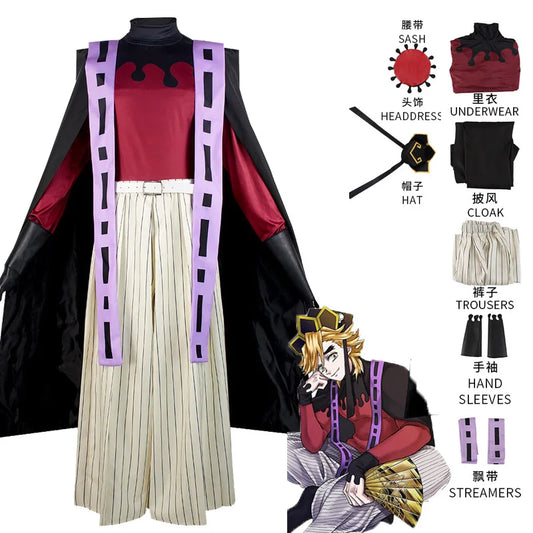 Costume de Cosplay Demon Doma Douma, perruque, ensemble de ventilateurs, tenue Kimetsu No Yaiba, Halloween, Anime Douma, Kimono pour hommes et femmes