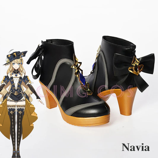 Navia Cosplay Shoes Anime Chinese Style Halloween for Genshin Impact Women Game