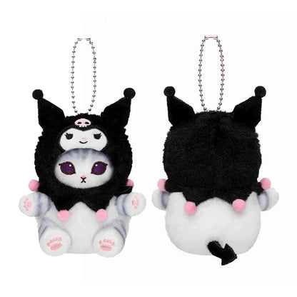 Porte-clés en peluche Kawaii Mofusand Cross-Dressing Sanrio Hello Kitty Kuromi Hanyodon 12 cm Pendentif pour sac à dos en peluche Anime