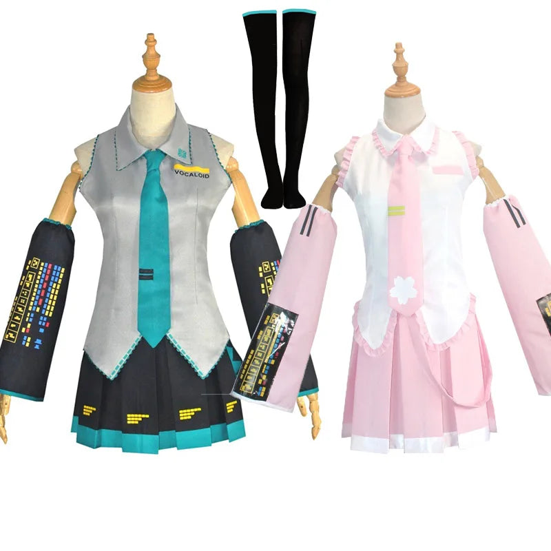 Miku - Japanese Men Women Costume Socks Future Miku Cosplay Outfit for Beginners Female Halloween Outfit Plus Size