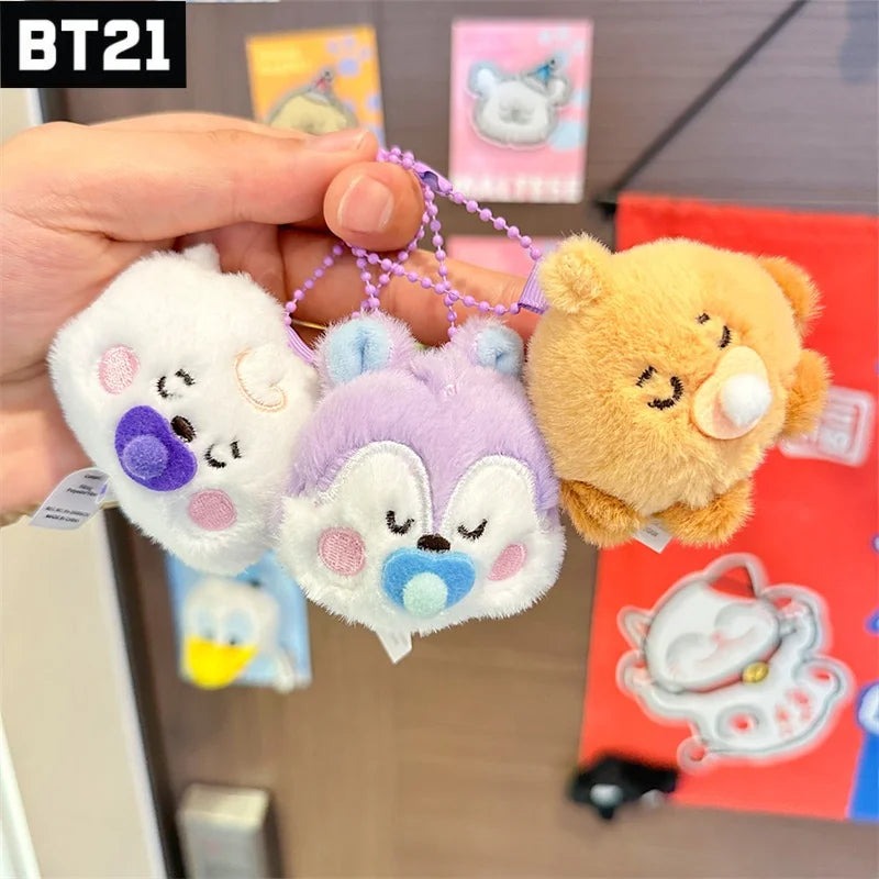 New 8Cm Bt21 Popular Anime Kawaii Cooky Koya RJ Mini Plush Keychain Pendant Baby Pacifier Plush Doll Bag Pendant Ornament Gift