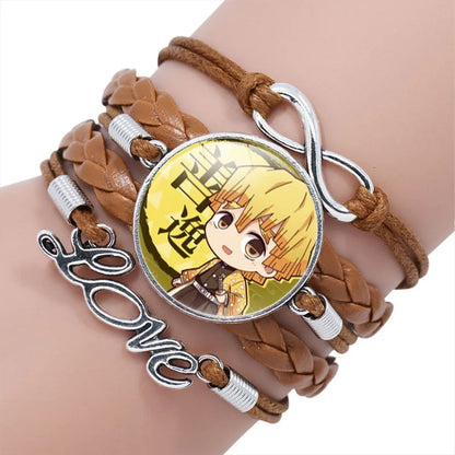 Anime Demon Slayer Geflochtenes Armband Cosplay Prop Kamado Tanjirou Nezuko Figur Paar Armbänder Juwelen Geschenke für Kinder Jungen Mädchen