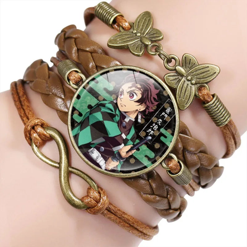 Anime Demon Slayer Geflochtenes Armband Cosplay Prop Kamado Tanjirou Nezuko Figur Paar Armbänder Juwelen Geschenke für Kinder Jungen Mädchen