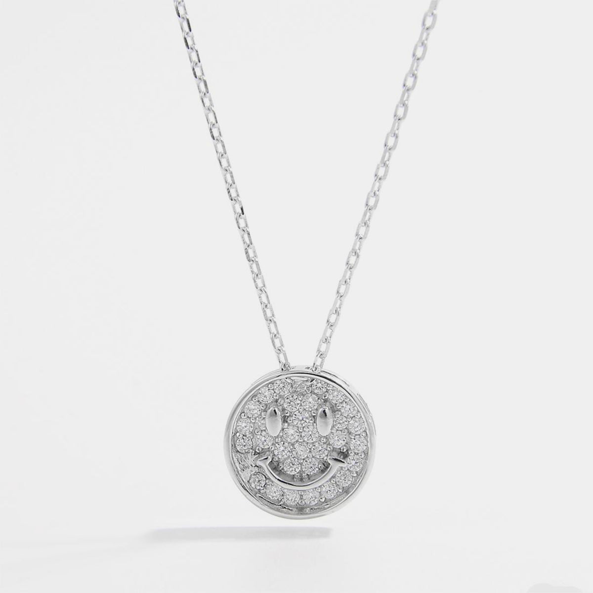 925 Sterling Silber Zirkon Smiley Gesicht Halskette