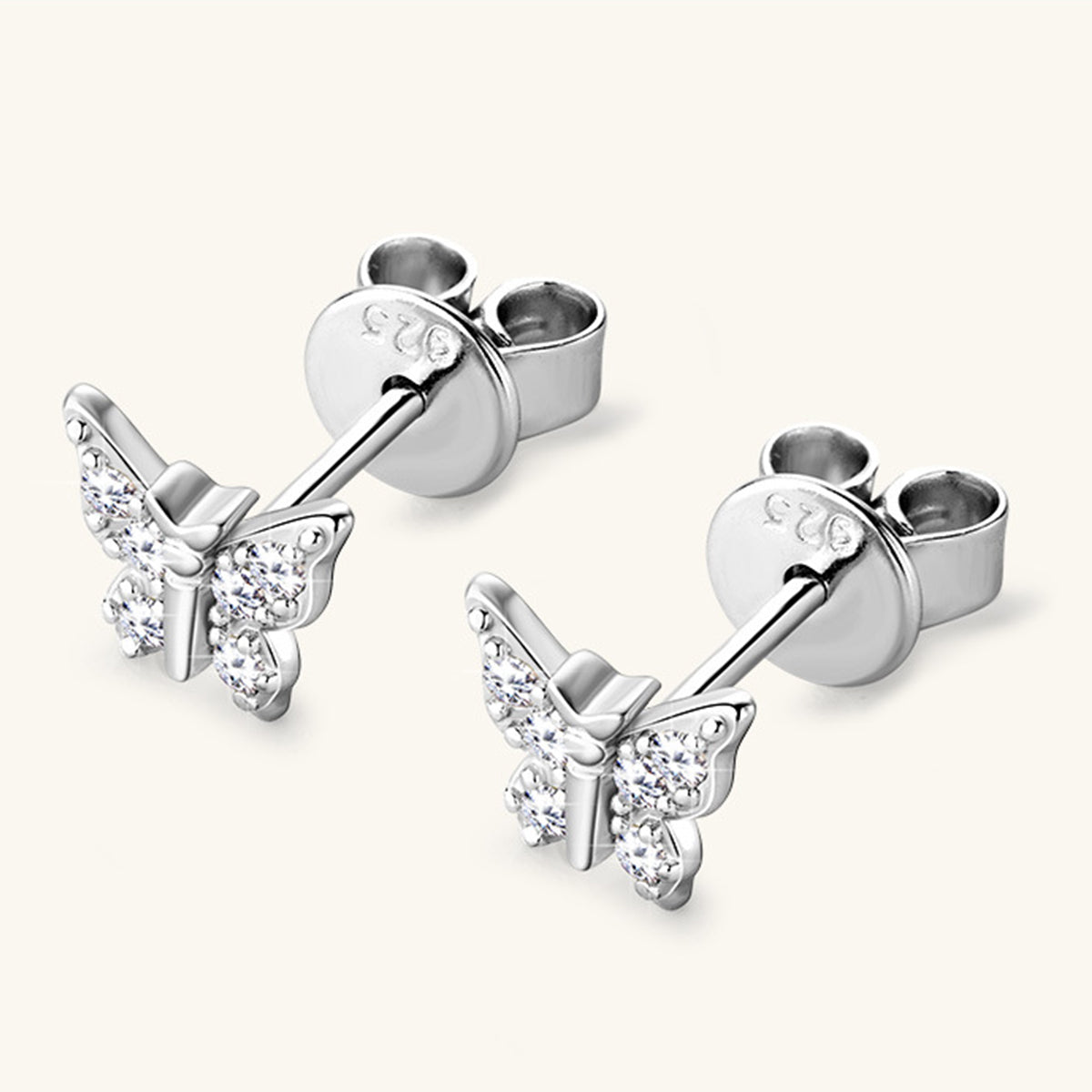 Boucles d'oreilles papillon en argent sterling 925 et moissanite